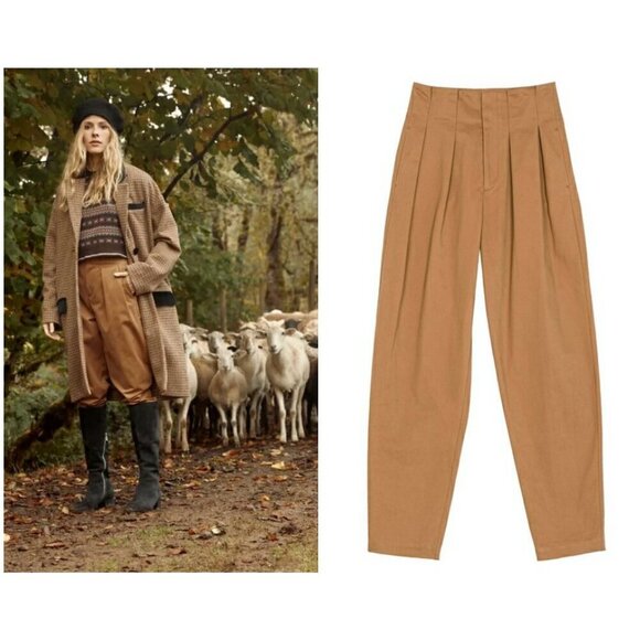 💕DOEN💕 Louvre Pant ~ High Waisted Pleated Ankle Pants Bark Brown 6 NWT - Picture 1 of 16